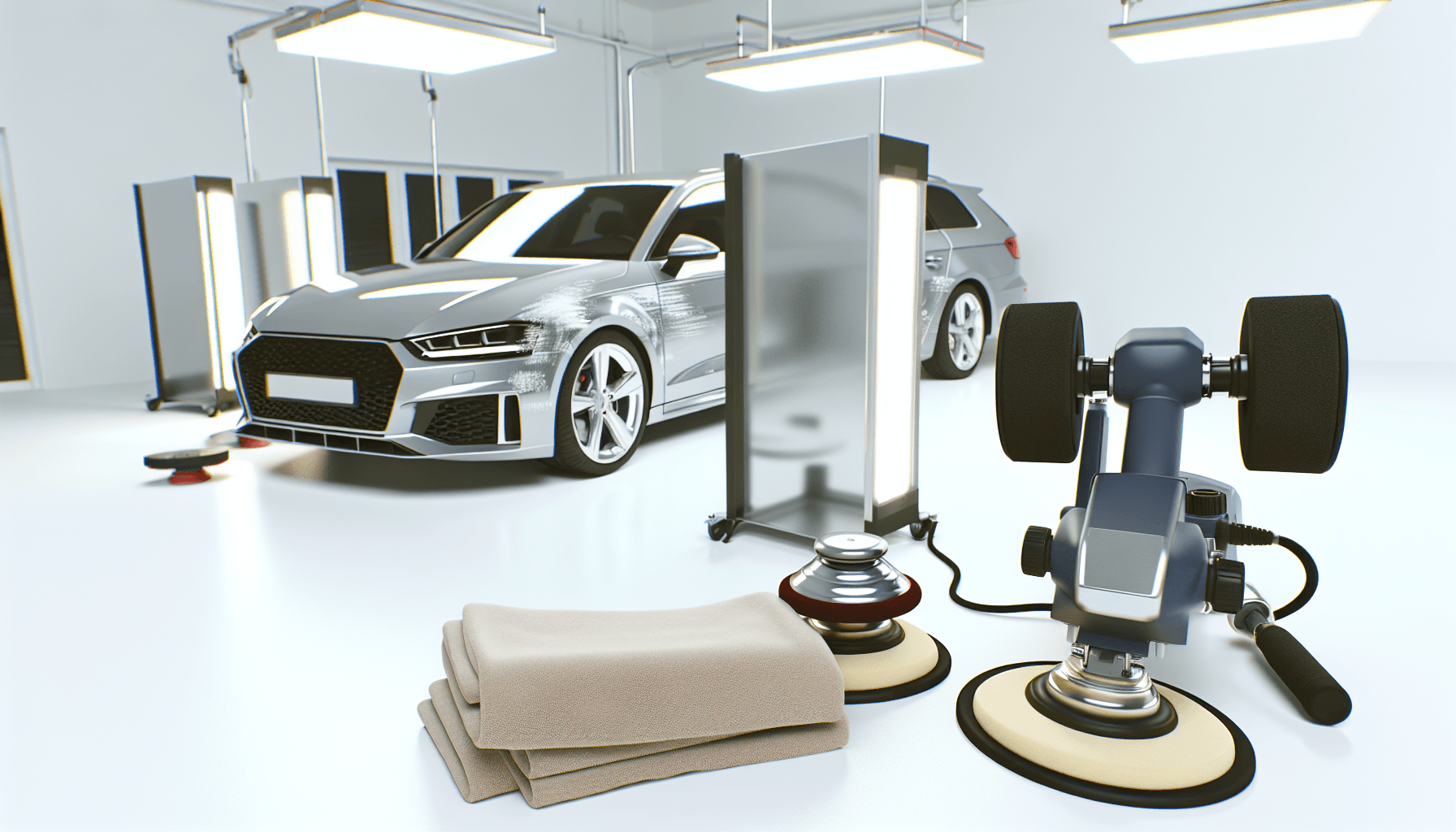 A close-up of a car scratch being buffed out